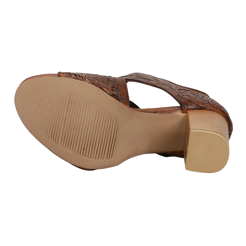 Mika Floral Embossed Block Heel Sandals - Image 5