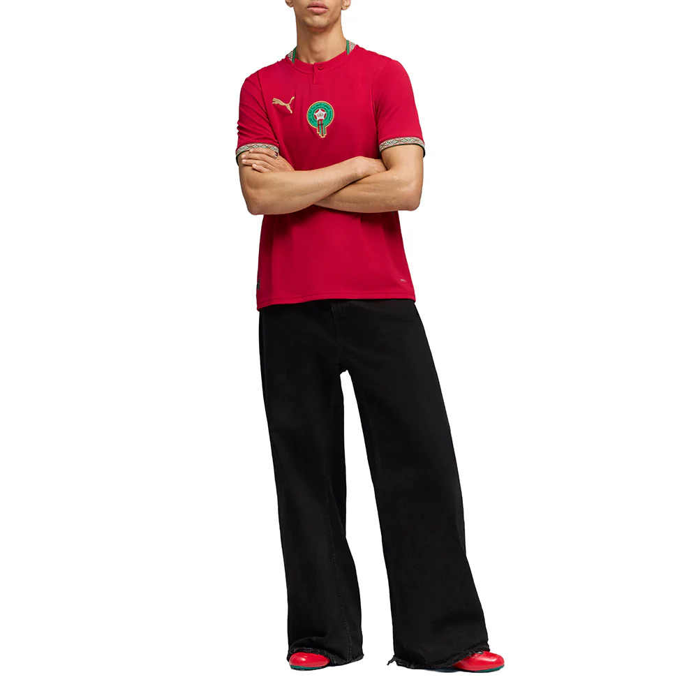 Morocco Home Henley Neck Short Sleeve Replica Jersey - Image 3