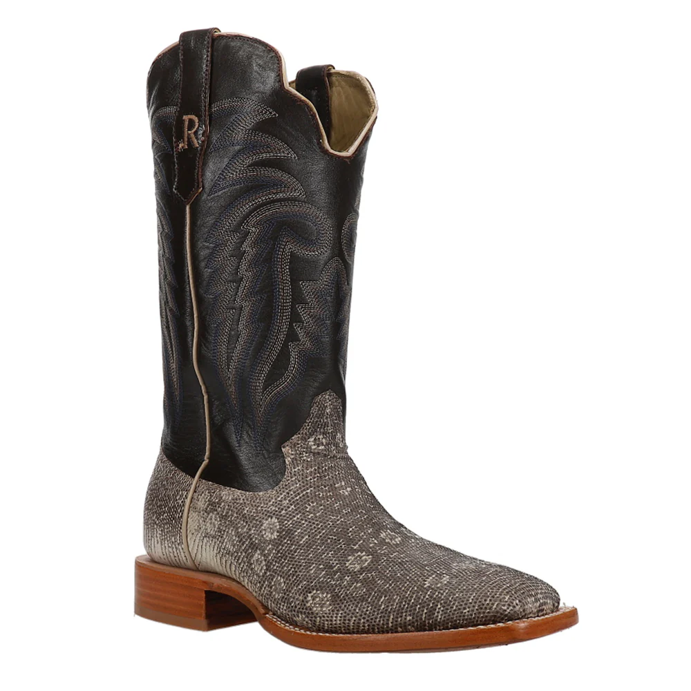 Natural Ring Tail Lizard Embroidered Square Toe Cowboy Boots - Image 2