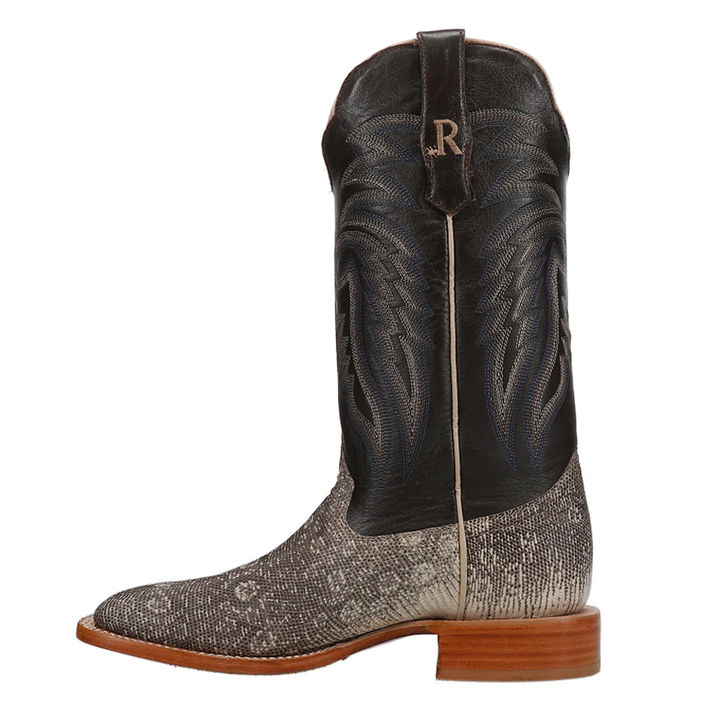 Natural Ring Tail Lizard Embroidered Square Toe Cowboy Boots - Image 3