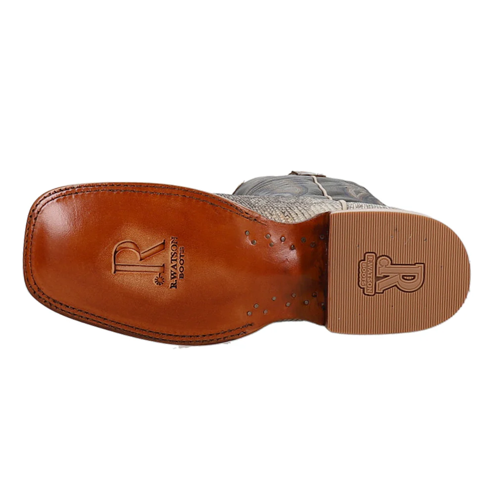 Natural Ring Tail Lizard Embroidered Square Toe Cowboy Boots - Image 5