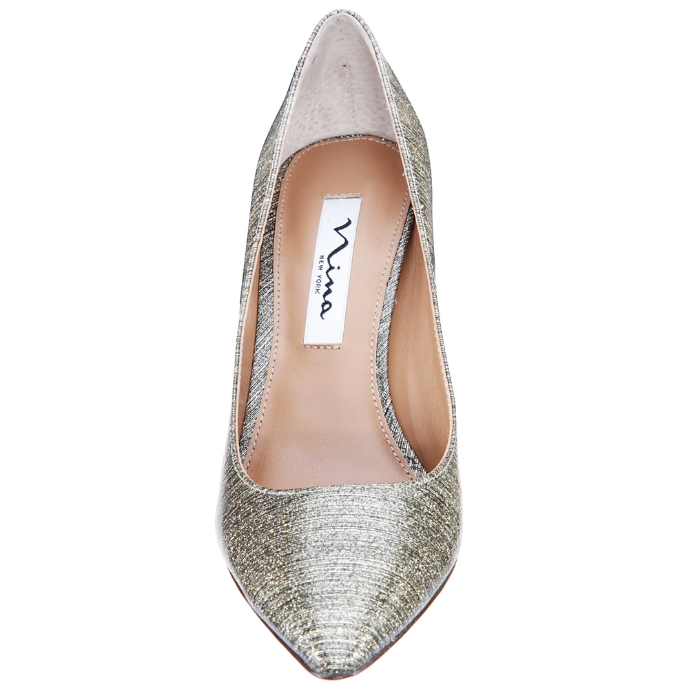 Pointed Metallic Toe Stiletto Pumps - Image 4