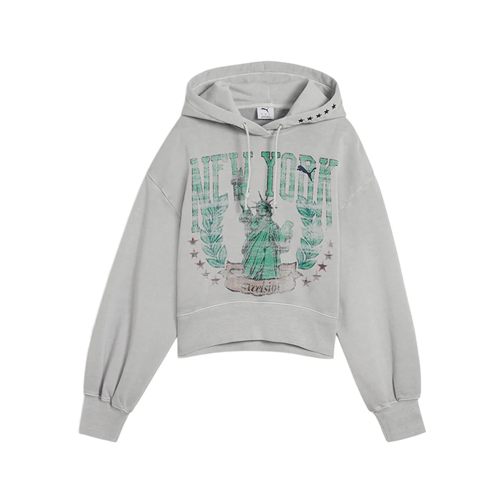 NYC Wardrobe Essentials Boxy Cropped Pullover Hoodie
