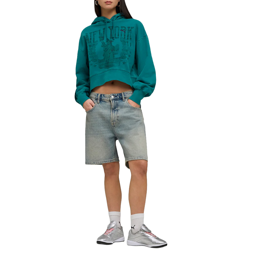 NYC Wardrobe Essentials Boxy Cropped Pullover Hoodie - Image 5
