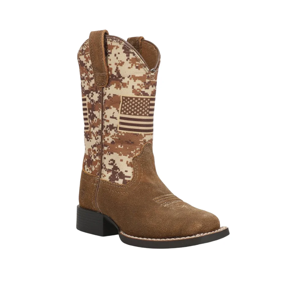 Patriot Antique Camo Square Toe Pull On Cowboy Boots (Little Kid) - Image 2