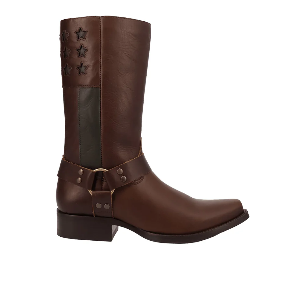 Patriot Leather Square Toe Pull On Boots