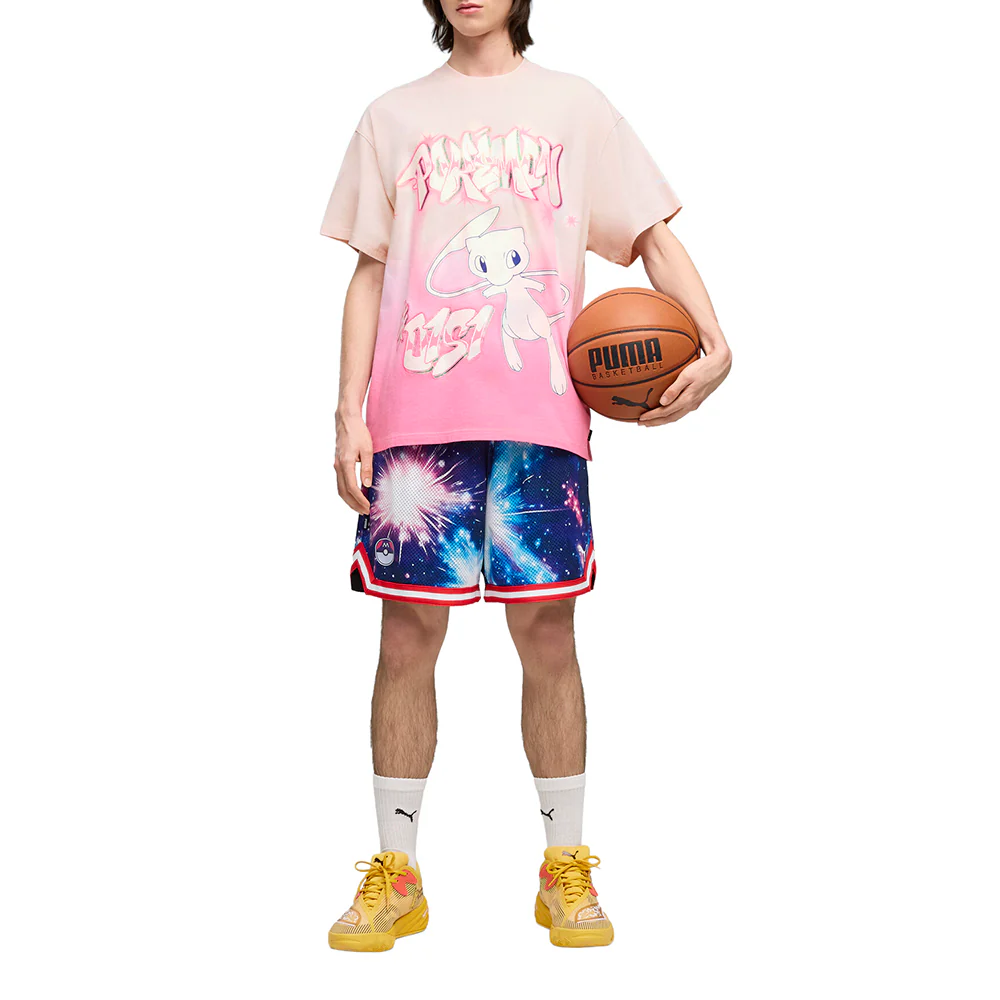 PUMA X POKÉMON Hoops Shiny Mew Graphic Crew Neck Short Sleeve T-Shirt - Image 5