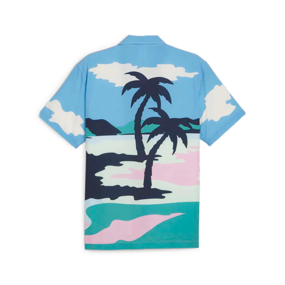 PUMA X PALM TREE CREW Open Graphic Collared Short Sleeve Button Up Shirt - Image 2