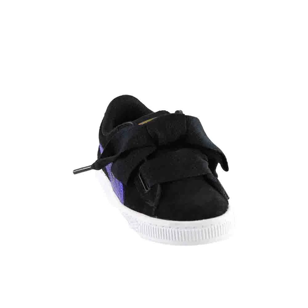 Suede Heart Snake Lace Up Sneakers (Little Kid) - Image 2