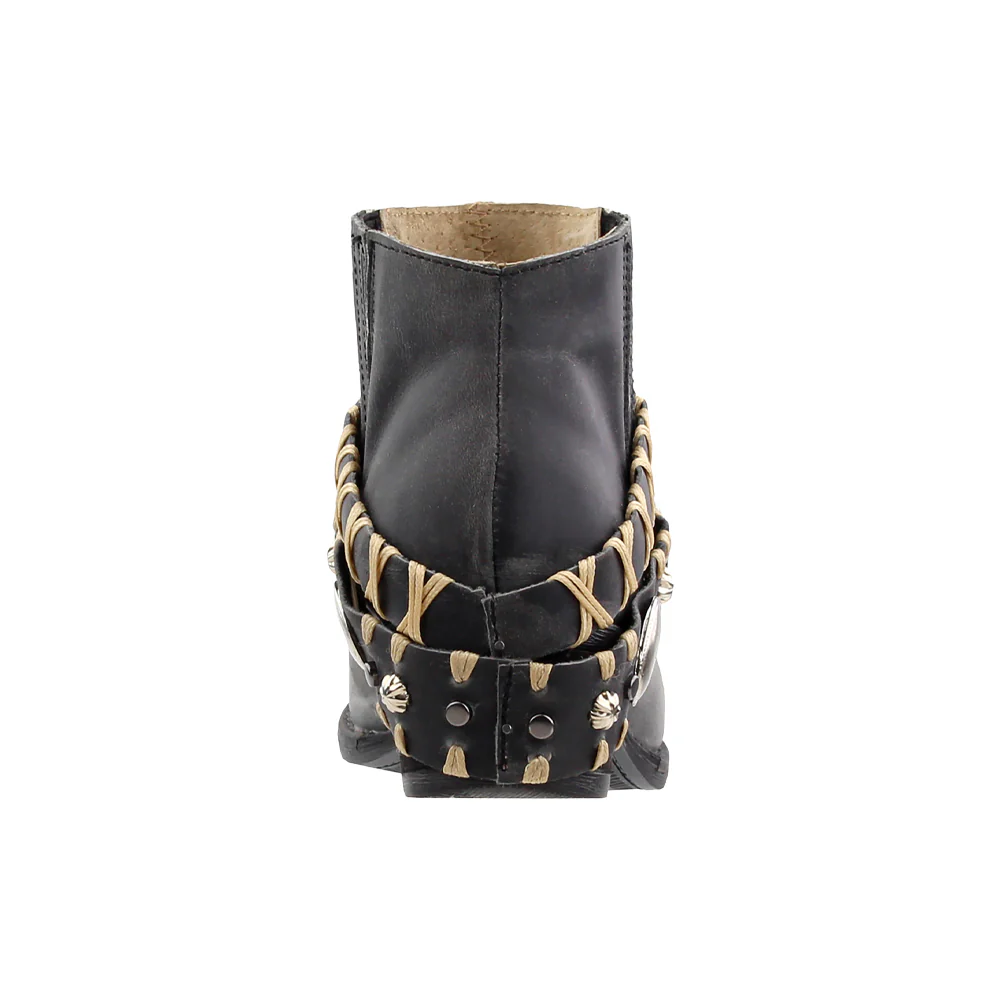 Studded Round Toe Pull On Cowboy Booties - Image 3