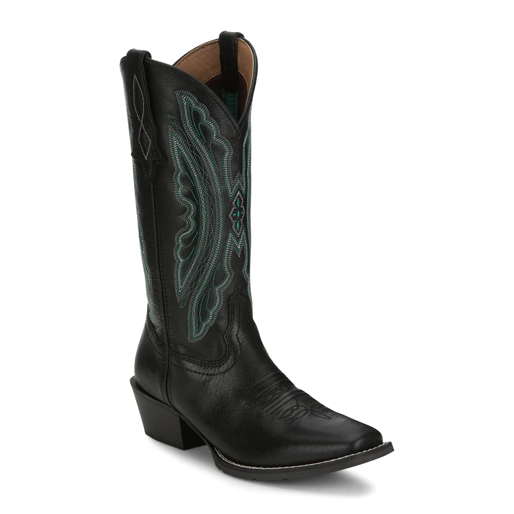 Rae Midnight Embroidered Square Toe Pull On Cowboy Boots - Image 2