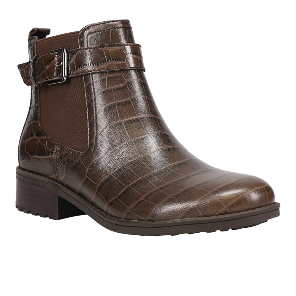 Rae X Martha Stewart Croc Embossed Round Toe Chelsea Booties - Image 2