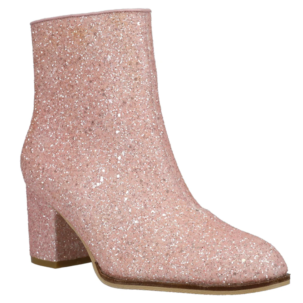 Razzle Dazzle Glitter Round Toe Zippered Booties - Image 2
