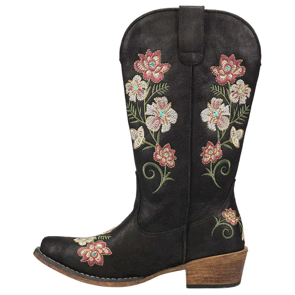 Riley Floral Embroidered Snip Toe Cowboy Boots - Image 3