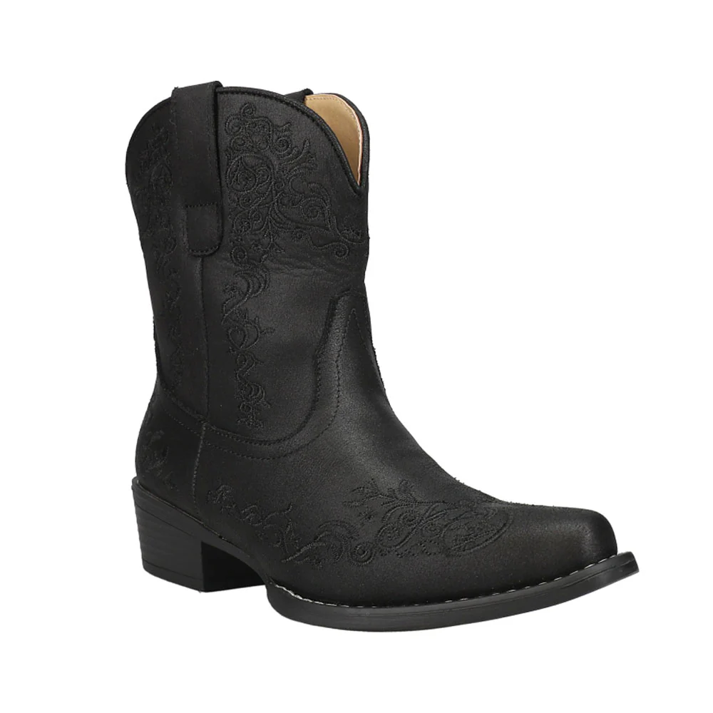 Riley Shorty Scroll Embroidered Snip Toe Cowboy Booties - Image 2