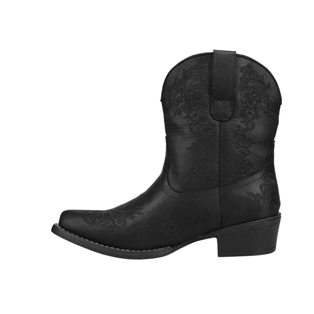 Riley Shorty Scroll Embroidered Snip Toe Cowboy Booties - Image 3