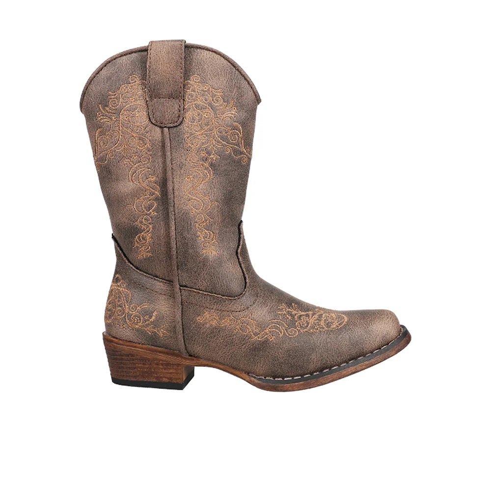Riley Scroll Snip Toe Cowboy Boots (Little Kid)