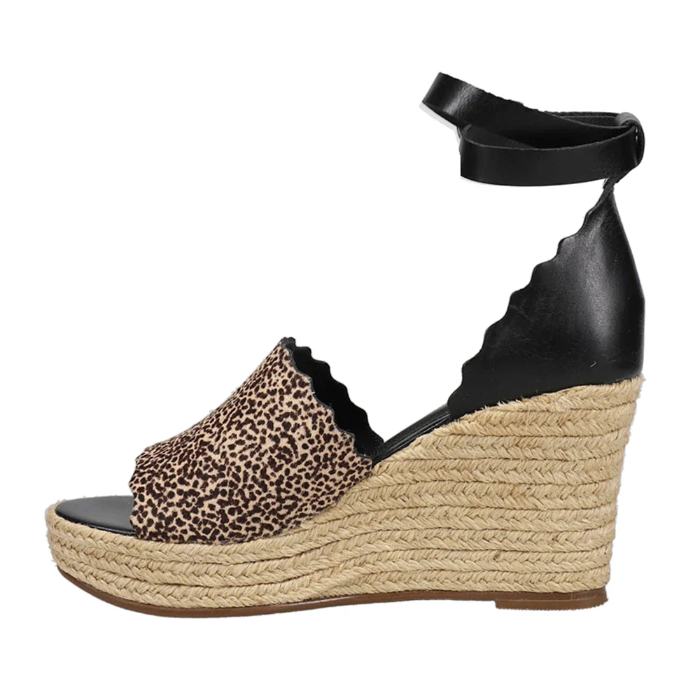 Roma Leopard Espadrille Wedge Sandals - Image 3