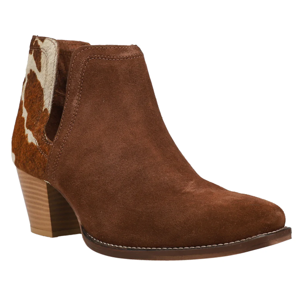Rowdy Cow Print Pointed Toe Cowboy Booties - Image 2