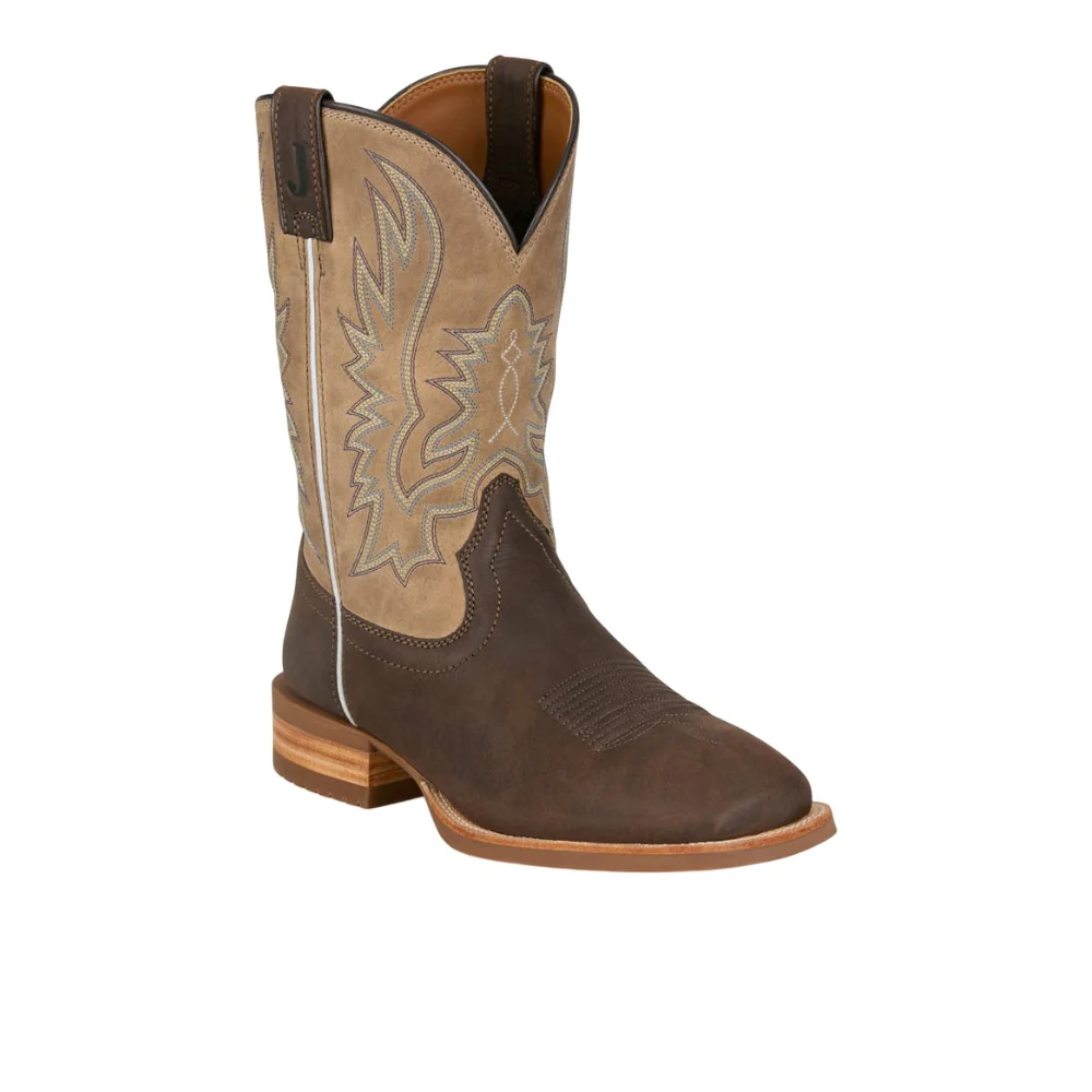 Rustle 11 Inch Embroidered Square Toe Pull On Cowboy Boots - Image 2