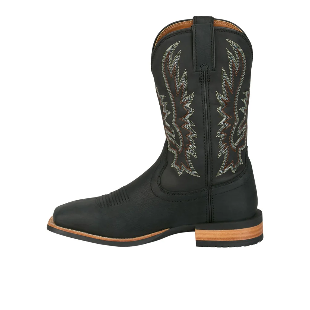 Rustle 11 Inch Embroidered Square Toe Pull On Cowboy Boots - Image 3
