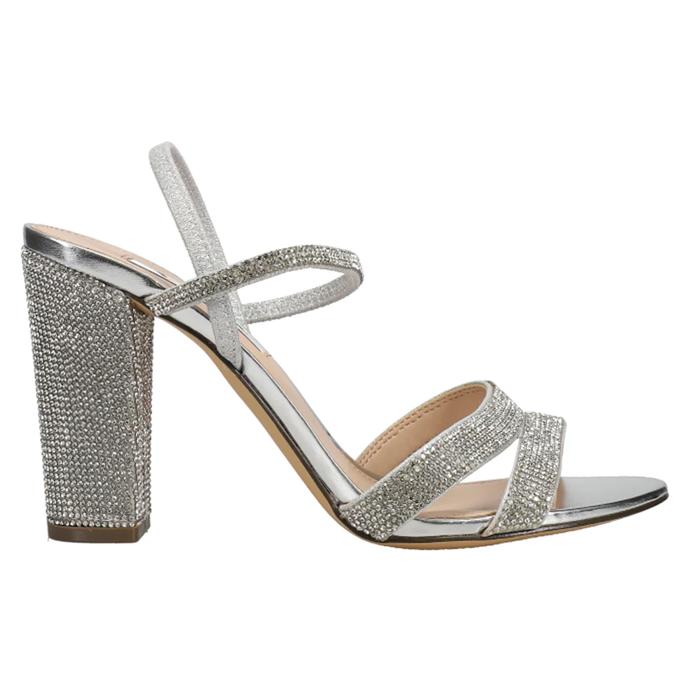 Sarah Rhinestone Strappy Block Heel Sandals