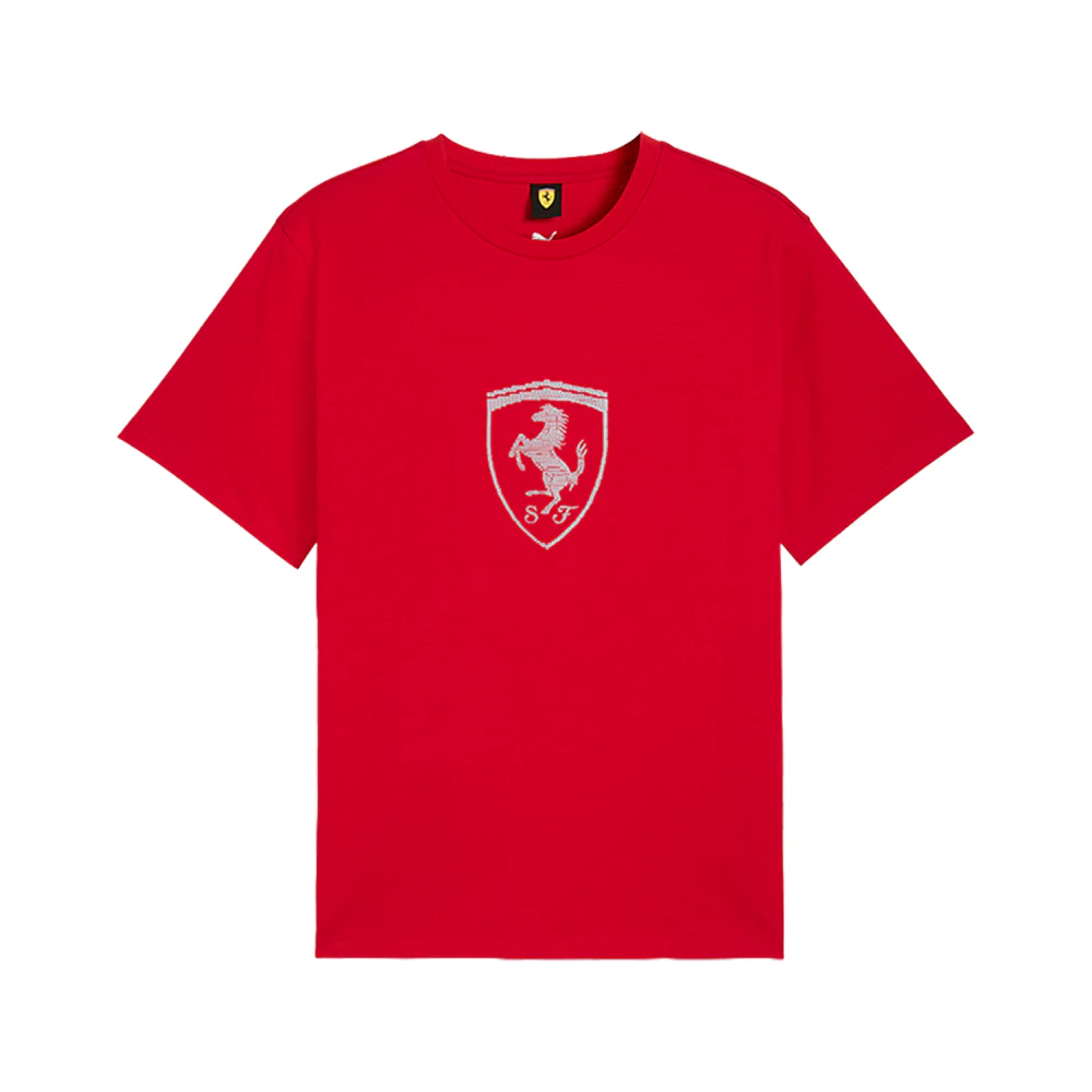 Scuderia Ferrari Tonal Shield Crew Neck Short Sleeve T-Shirt