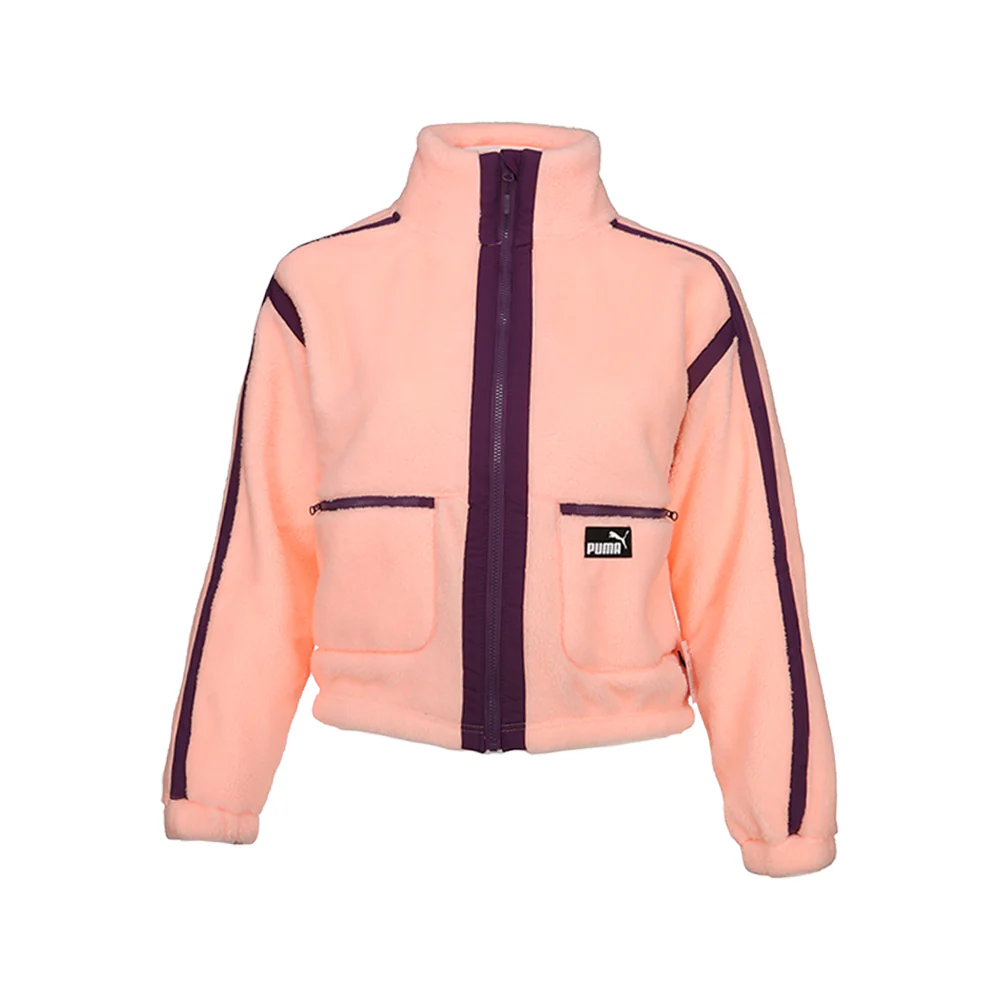 Sherpa Fleece Full Zip Jacket With Woven Details