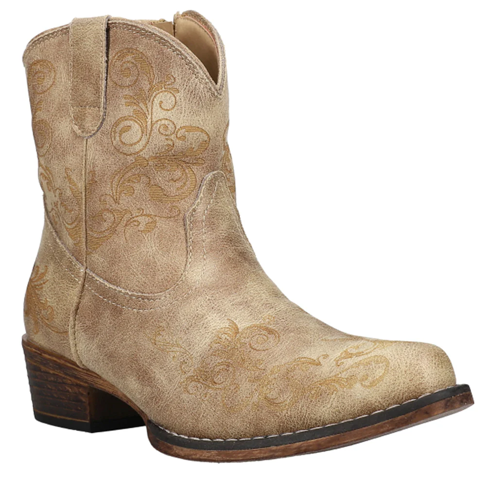 Short Stuff Embroidery Snip Toe Cowboy Booties - Image 2