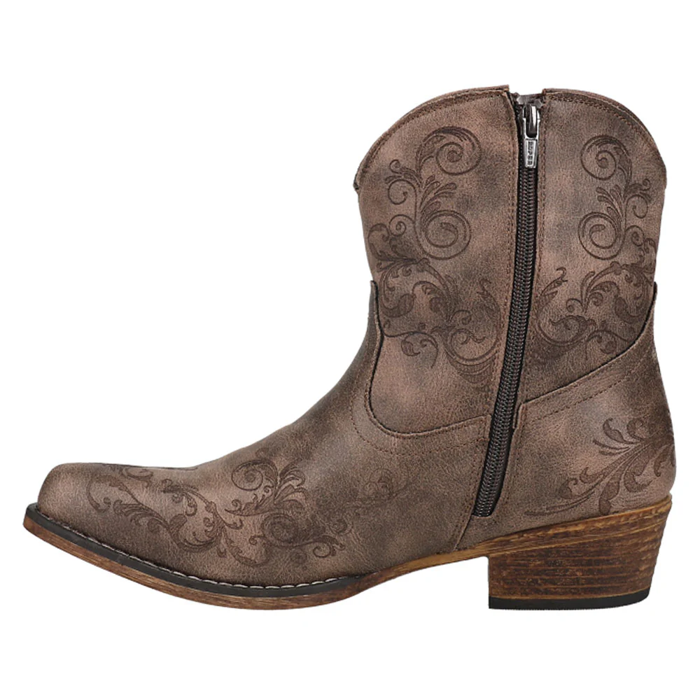Short Stuff Embroidery Snip Toe Cowboy Booties - Image 3
