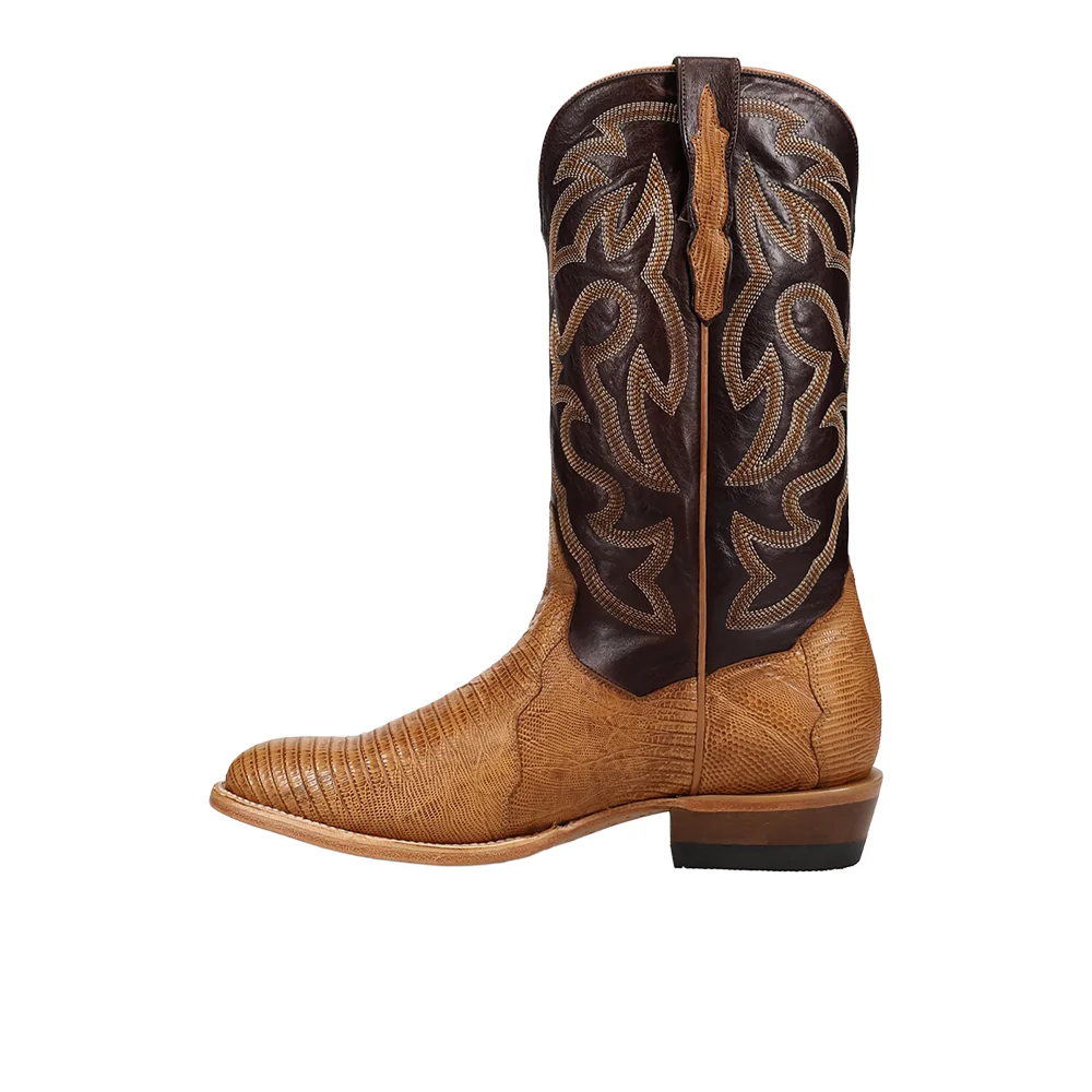Spurline Teju Lizard Round Toe Pull On Cowboy Boots - Image 3