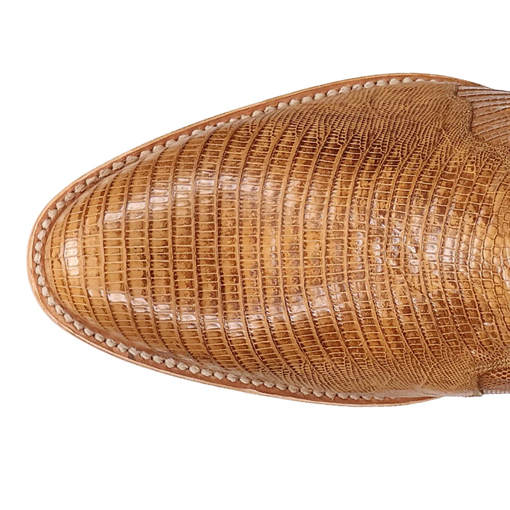 Spurline Teju Lizard Round Toe Pull On Cowboy Boots - Image 4
