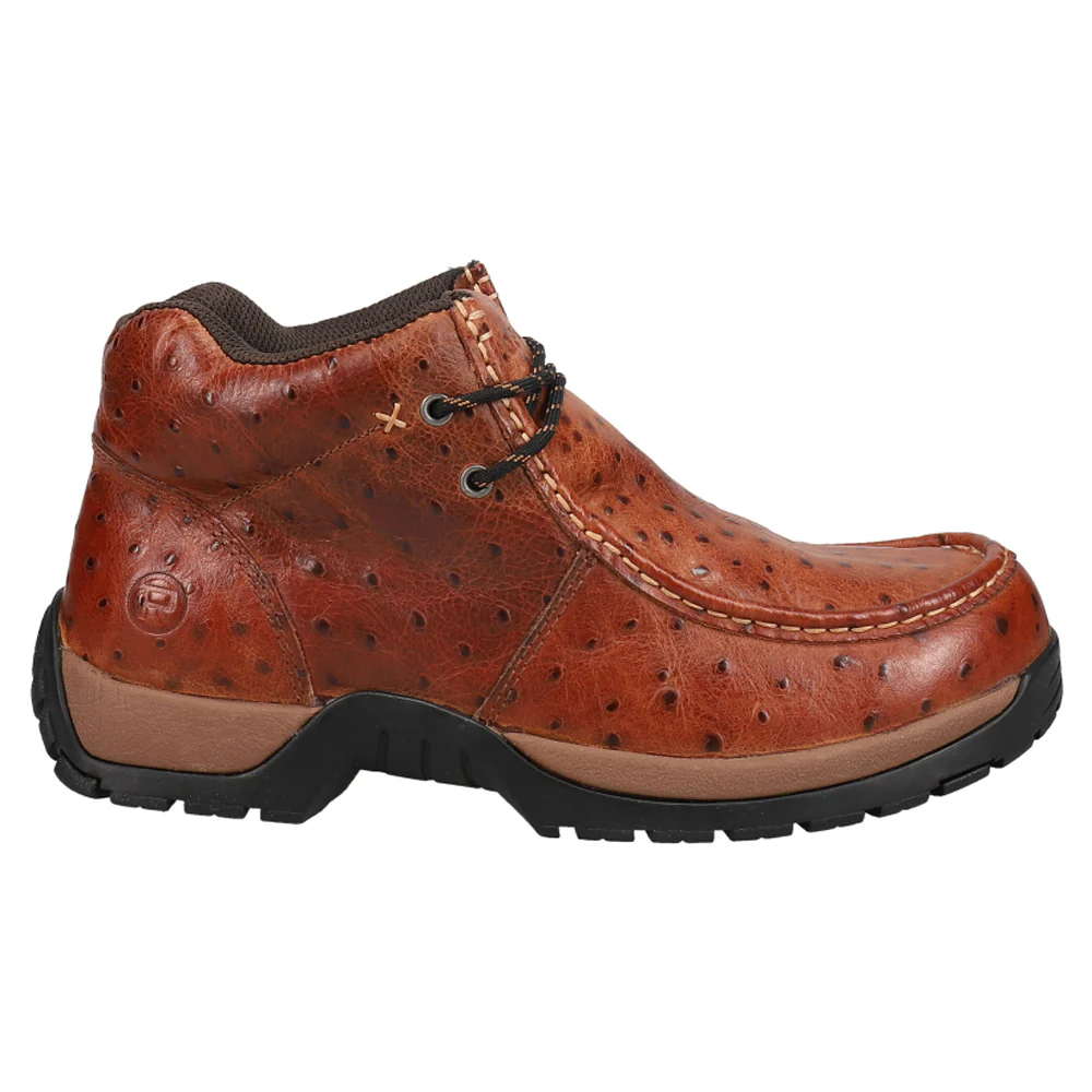 Stirrup Ostrich Print Moc Toe Chukka Boots