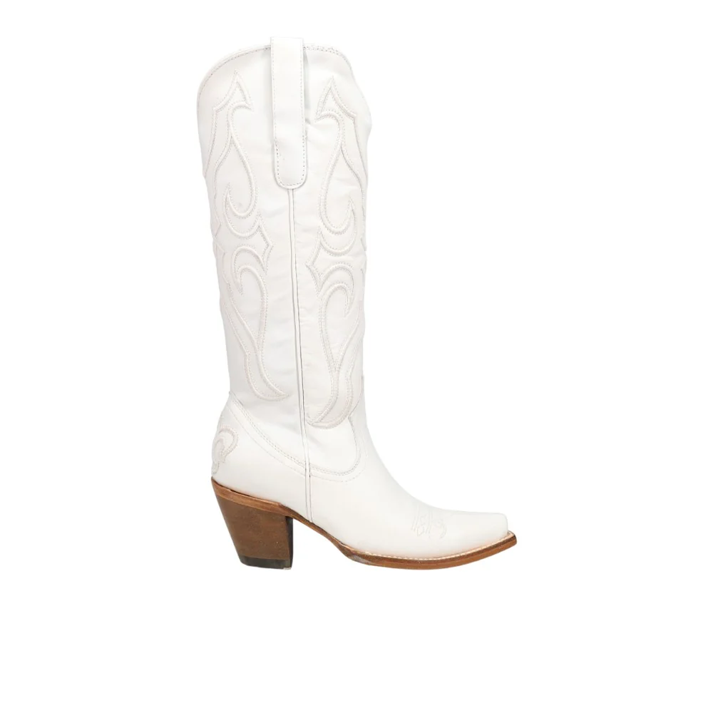 Stitch Pattern Embroidered Snip Toe Zippered Cowboy Boots