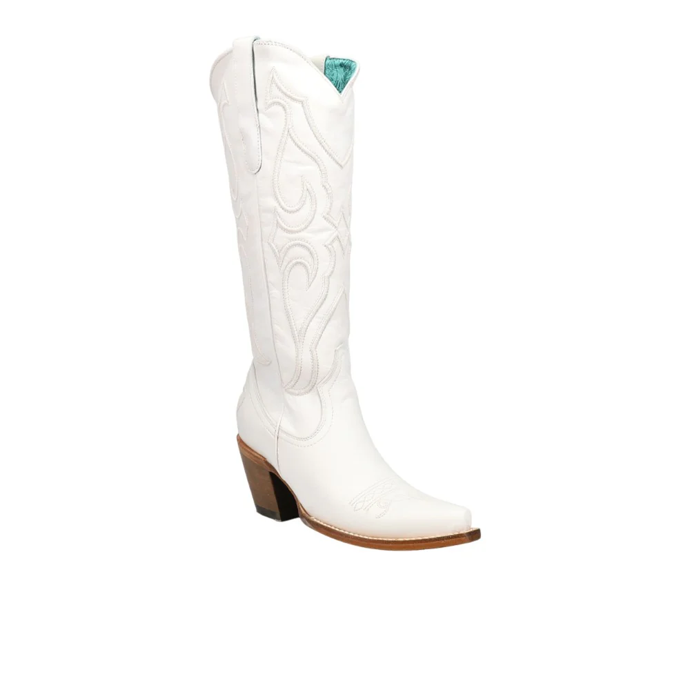 Stitch Pattern Embroidered Snip Toe Zippered Cowboy Boots - Image 2