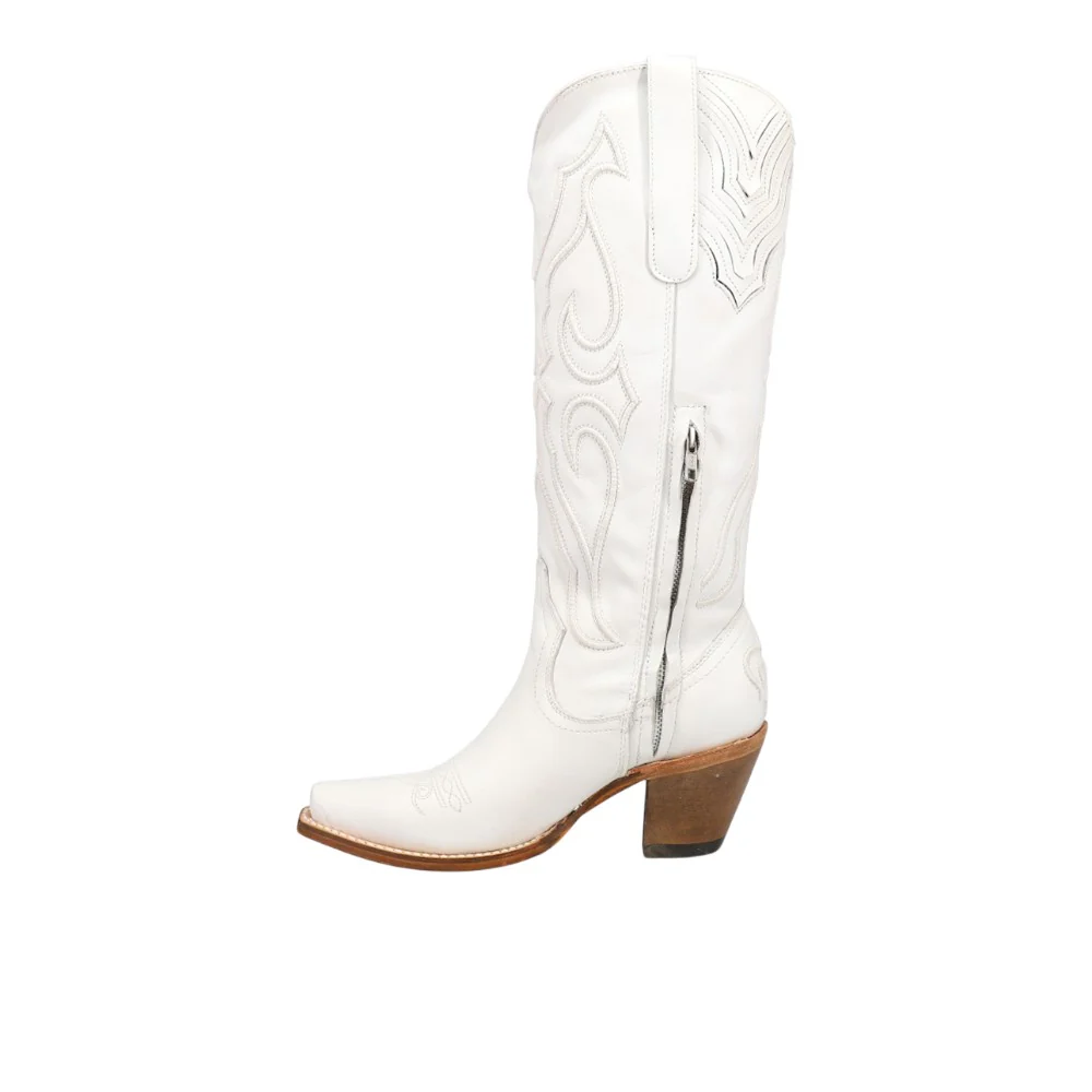 Stitch Pattern Embroidered Snip Toe Zippered Cowboy Boots - Image 3