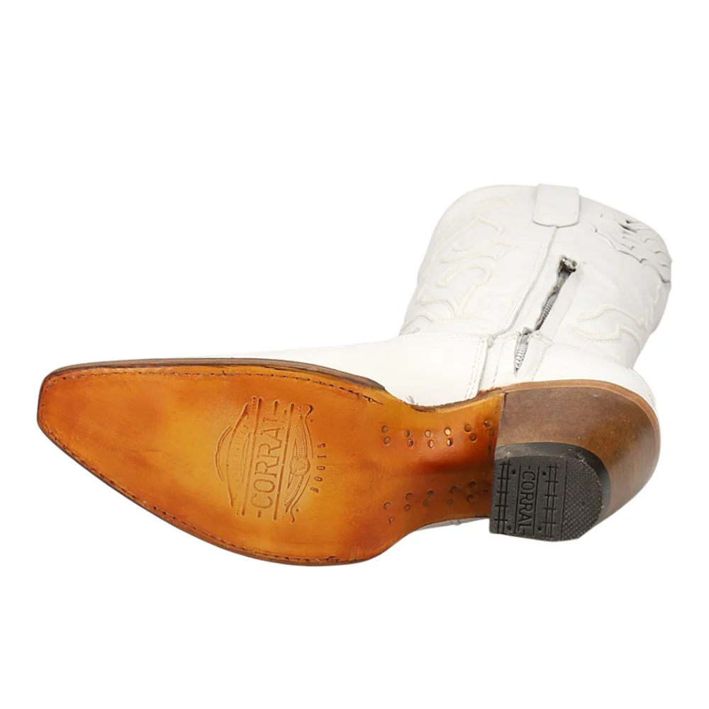 Stitch Pattern Embroidered Snip Toe Zippered Cowboy Boots - Image 5