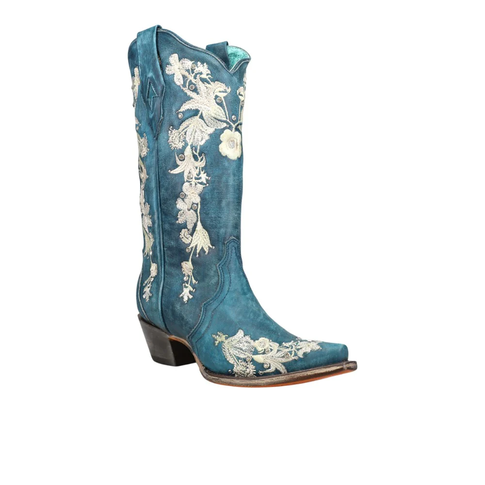 Embroidered Snip Toe Pull On Cowboy Boots - Image 2