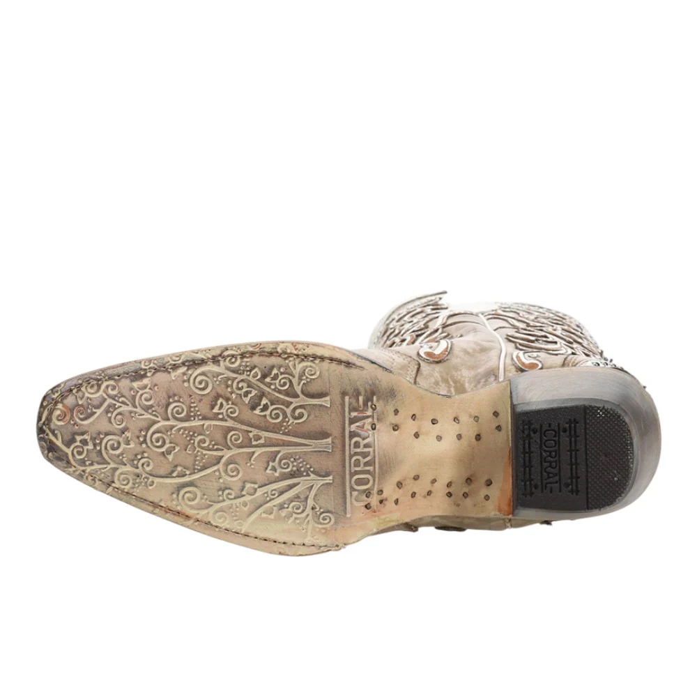 Studded Tooled-Inlay Snip Toe Cowboy Boots - Image 5