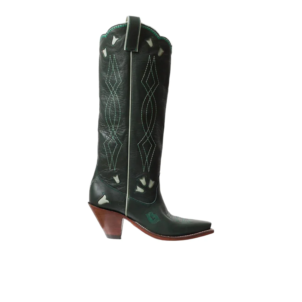 Sunny Embroidered Snip Toe Pull On Cowboy Boots