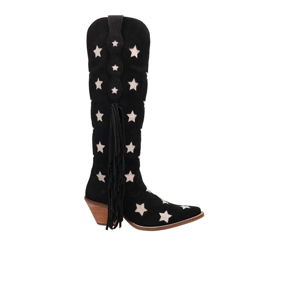Super Star Fringe Tooled Inlay Snip Toe Cowboy Boots