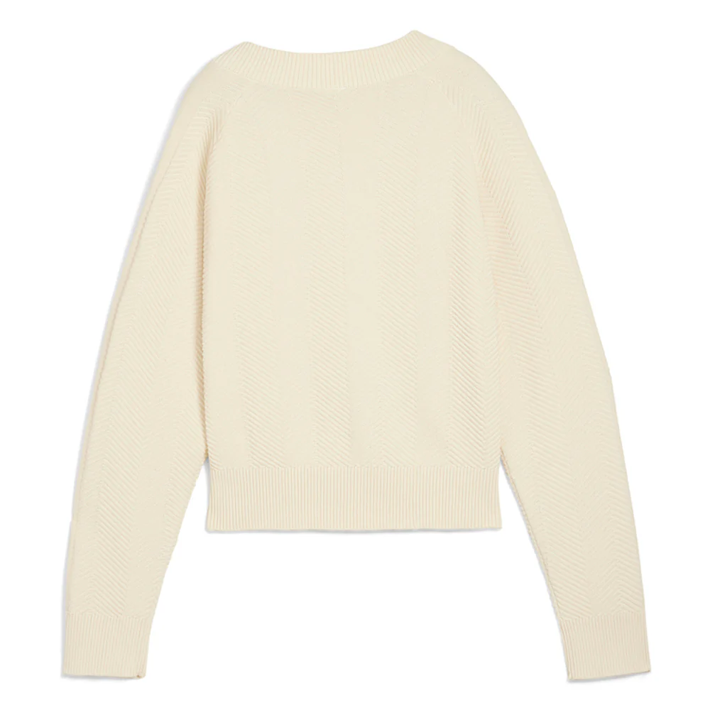 T7 Knitted Logo V-Neck Long Sleeve Sweater - Image 4