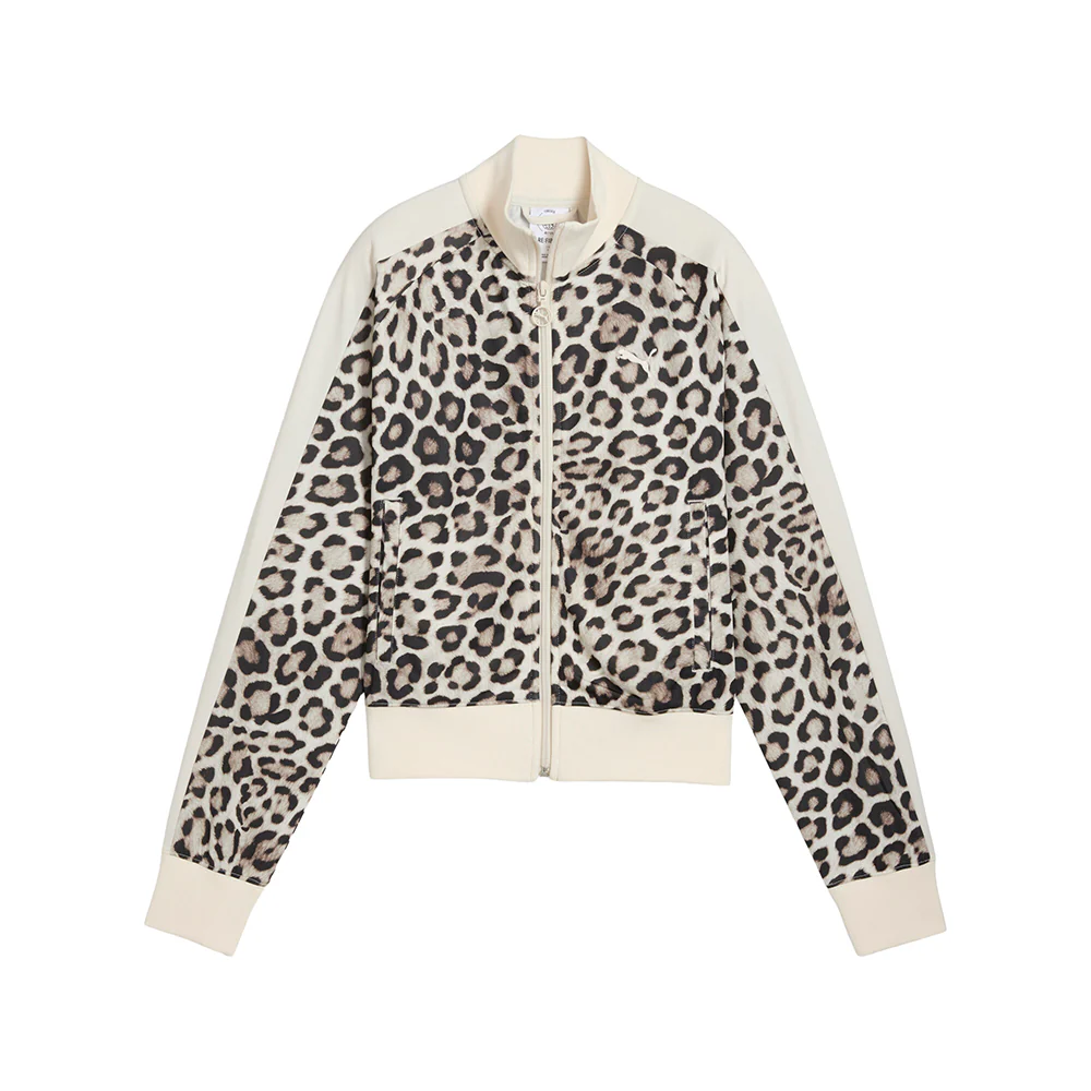 T7 Leo Luxe Leopard Print Short Full Zip Track Jacket