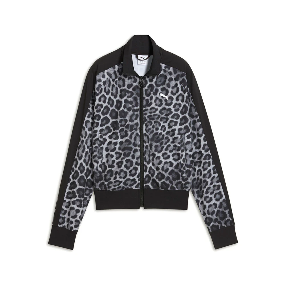 T7 Leo Luxe Leopard Print Short Full Zip Track Jacket - Image 2