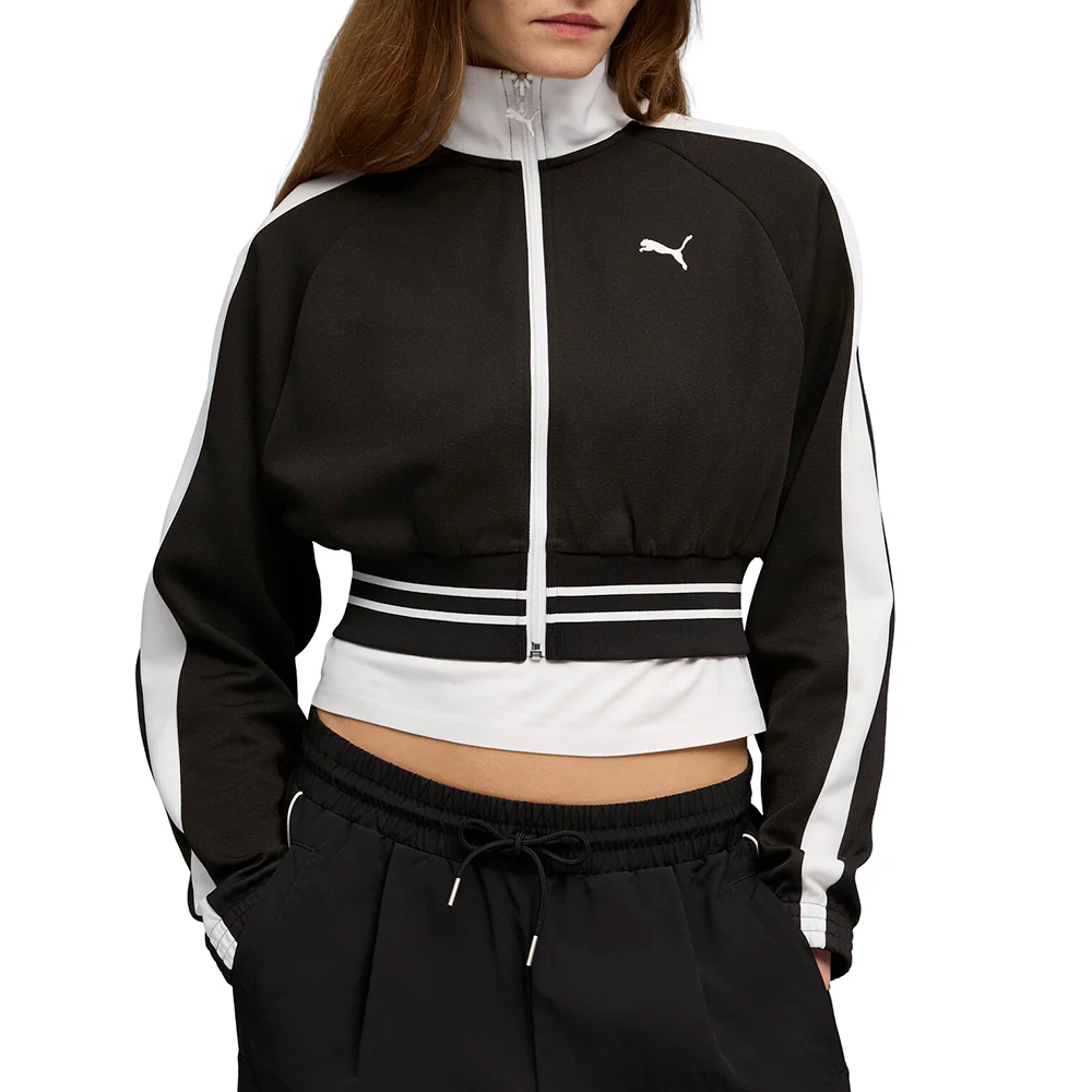 T7 Pique Relaxed Cropped Full Zip Track Jacket - Image 3