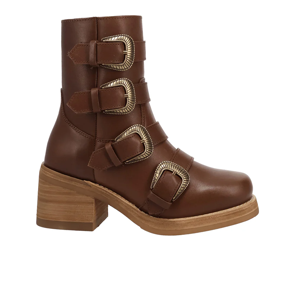 Topanga Leather Round Toe Zippered Booties