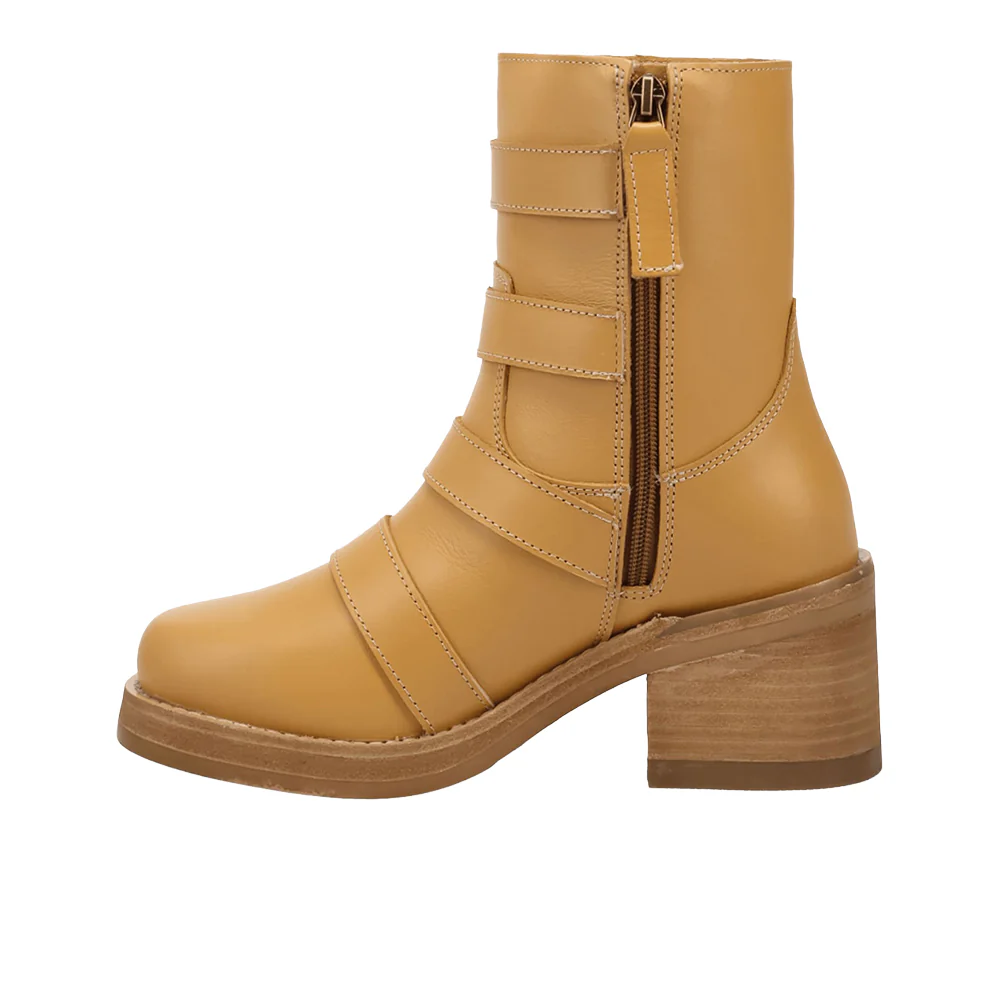 Topanga Leather Round Toe Zippered Booties - Image 3