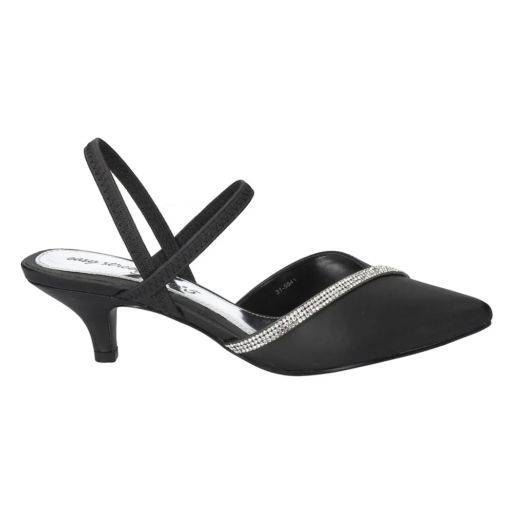 Unna Pointed Toe Kitten Heel Slingback Pumps