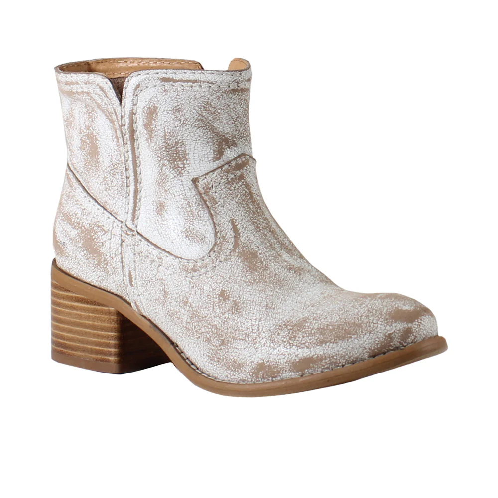 Walnut Grove Distressed Round Toe Cowboy Booties - Image 2