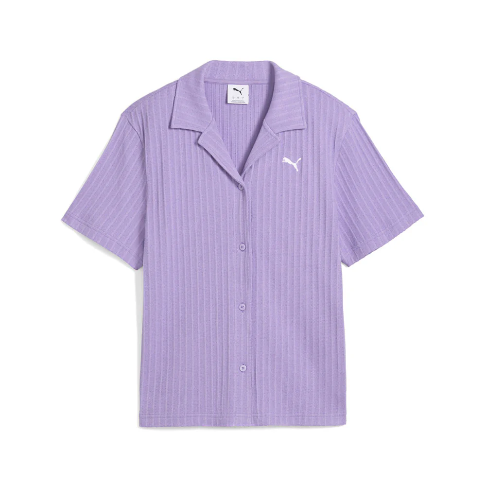 Wardrobe Essentials Pointelle Short Sleeve Button Up Shirt - Image 3